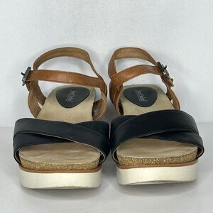Josef Seibel Clea 10 Platform Sandals Black Tan Sz‎ 42